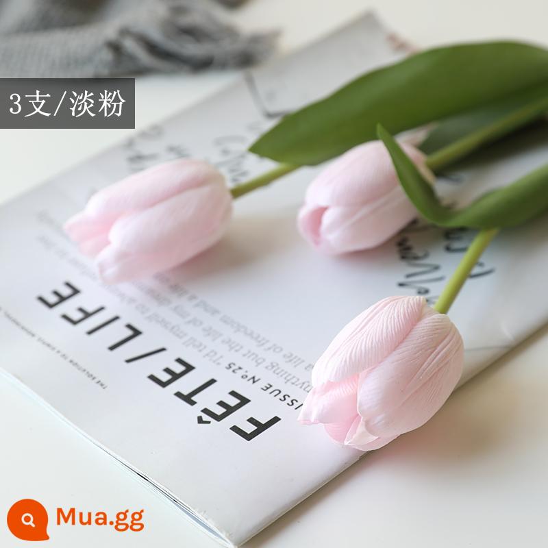 Mô Phỏng Bó Hoa Cảm Thấy Dưỡng Ẩm Tulip Cắm Hoa Cao Cấp Phòng Khách Trang Trí Bánh Cắm Hoa Giả Hoa Khô Màu Hồng - Bột nhẹ 3 gói [cảm giác ẩm ướt]