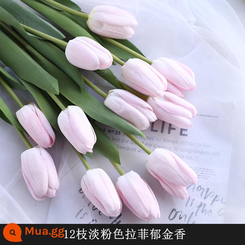 Mô Phỏng Bó Hoa Cảm Thấy Dưỡng Ẩm Tulip Cắm Hoa Cao Cấp Phòng Khách Trang Trí Bánh Cắm Hoa Giả Hoa Khô Màu Hồng - Bột nhẹ 12 gói [gói giá cả phải chăng]