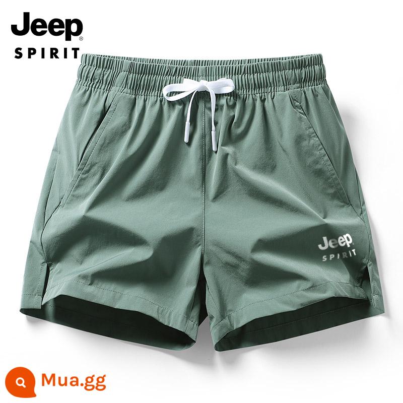 JEEP nam thể thao quần lọt khe nữ băng lụa thun 3 điểm quần nhanh khô quần short tập luyện thể dục - Quân đội xanh