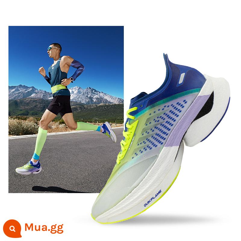 Feishao|Giày chạy bộ đua xe 361pb, giày thể thao chạy đường dài, giày chạy bộ tấm carbon marathon chuyên nghiệp dành cho nam, cùng kiểu dáng cho nam và nữ - [CQT]Trắng 361 độ/xanh trò chơi