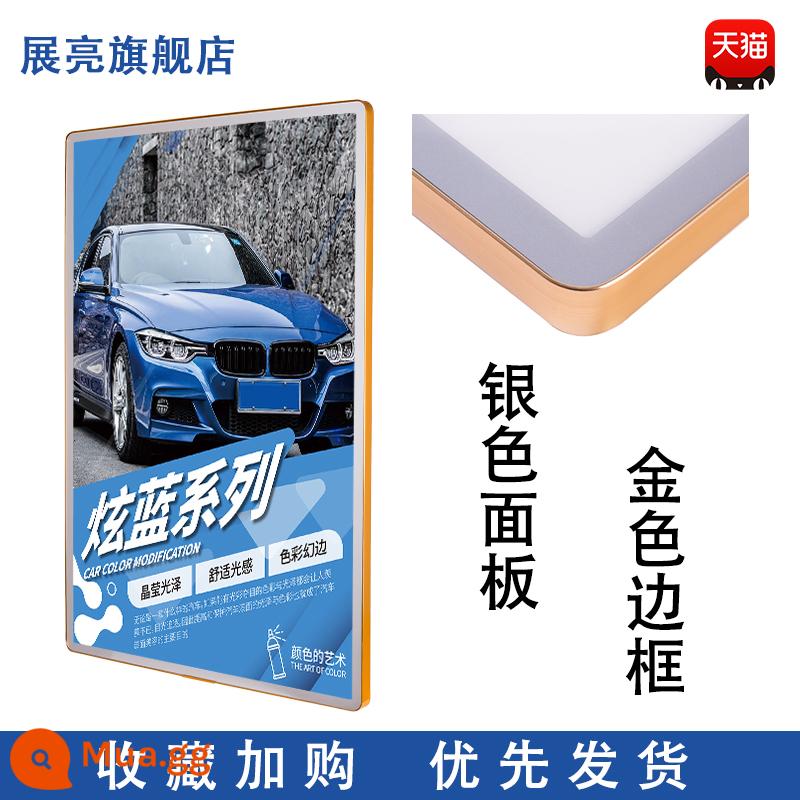 Từ áp phích khung thang máy khung quảng cáo hợp kim nhôm mở khung hình khung treo tường acrylic khung ảnh a4 bảng hiển thị - Khung vàng bảng bạc