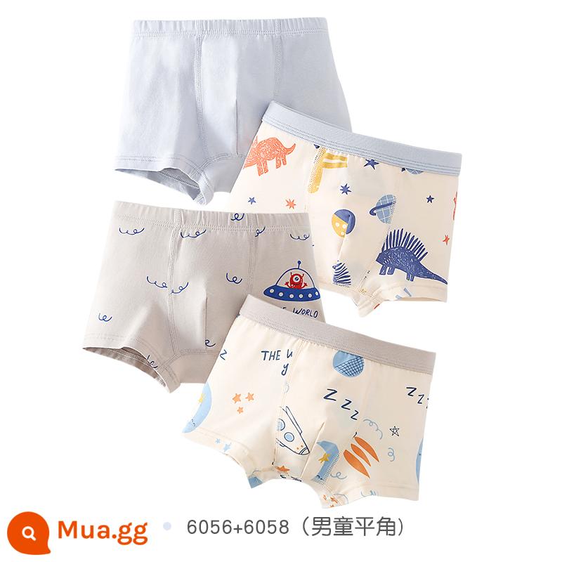 Six Finger Rat Quần lót cotton bé trai Quần lót cotton trẻ em Boxer Bé trai Bé trai Bé trai Bao đáy vuông Quần short mùa xuân và mùa thu - Phiêu lưu ngoài không gian + Khủng long vui nhộn