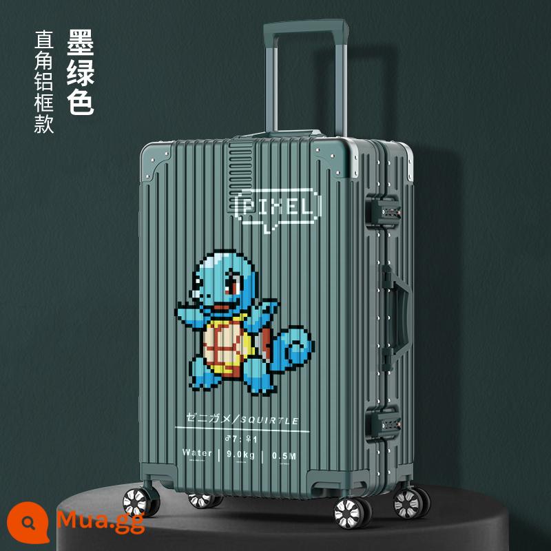 Vali nữ Nhật Bản 20 inch xe đẩy lên máy bay nhỏ 2021 new password bao da nam bền đẹp - Squirtle khung nhôm màu xanh đậm