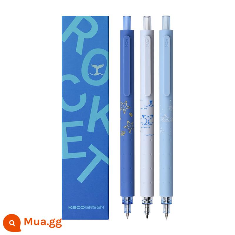 Bộ bút gel KACO jing point câu chuyện đại dương bút gel bấm giá trị cao 0.5 bút ký học sinh - Câu Chuyện Đại Dương 3 gói (0.5 màu đen)