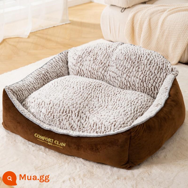 Chó Cũi Mùa Đông Ấm Giường Cho Chó Chó Lớn Có Thể Giặt Được Mùa Đông Thú Cưng Ghế Sofa Tất Cả Các Mùa Đa Năng Hưu Vàng Chó thảm - Tựa lưng sang trọng màu nâu tổ