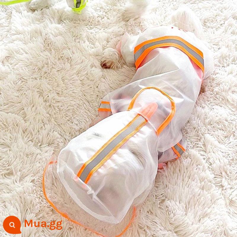 Áo mưa cho chó chà 4 chân chống nước toàn diện cho chó nhỏ Bichon Teddy Pomeranian Schnauzer quần áo mèo cưng - màu cam huỳnh quang