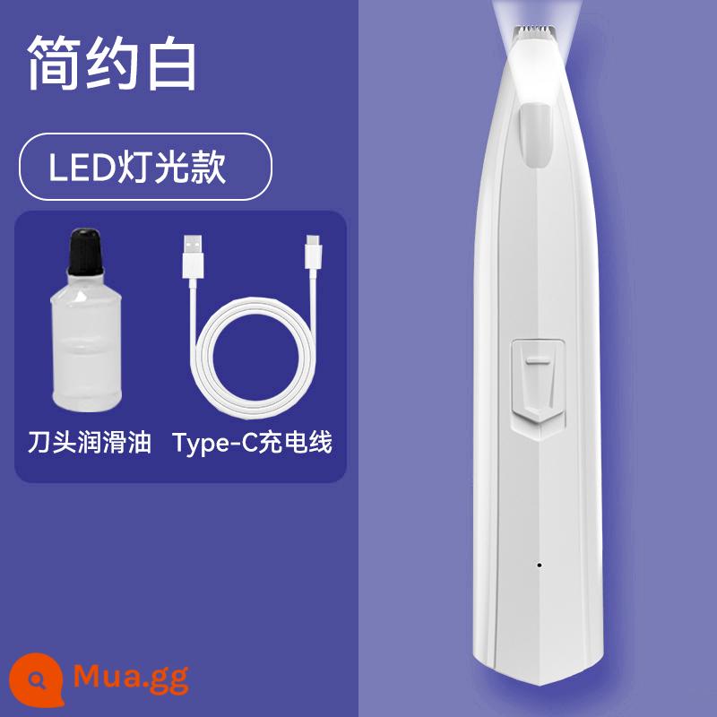 Máy Cạo Lông Chân Cho Thú Cưng Chó Mèo Máy Cạo Râu Đặc Biệt Fader Electric Clipper Electric Câm Cat Claw Móng Chân Hiện Vật - [Mẫu sạc LED] Màu trắng đơn giản