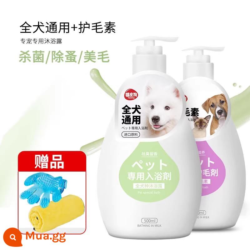 Sữa Tắm Cho Chó Khử Mùi Ngứa Mèo Cưng Tắm Bichon Bông Mèo Pomeranian Dầu Gội Đặc Biệt Đồ Tắm - [Tất cả các giống chó] Sữa tắm + Dầu xả + Quà tặng (Găng tay tắm + Khăn tắm)