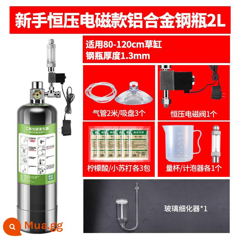 Crazy nước cỏ carbon dioxide xi lanh nhỏ cỏ xe tăng đặt bể cá tự chế đặc biệt xi lanh áp suất cao co2 máy phát điện - [Mô hình điện từ không đổi] Xi lanh thép hợp kim nhôm 2L thích hợp cho bể cỏ 80-120cm