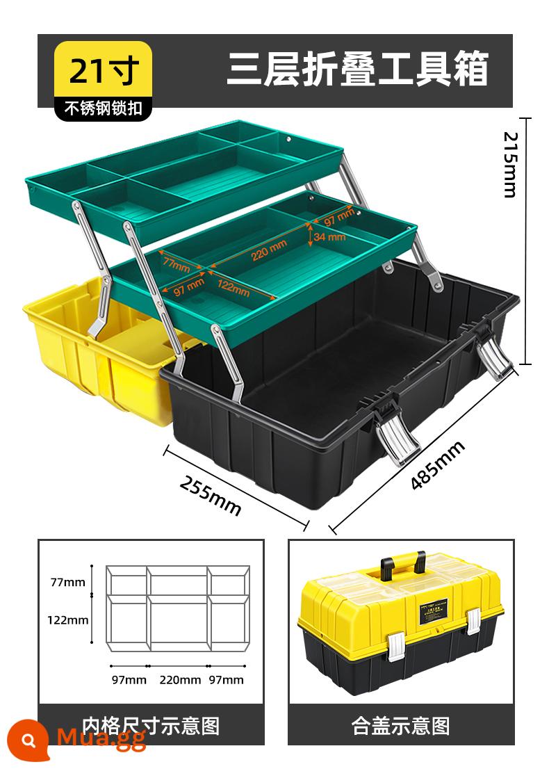 Hộp công cụ phần cứng Arrizo Hộp lưu trữ di động hộ gia đình Hộp công cụ nghệ thuật cho ô tô công nghiệp lớn - ✅Dày 21 inch thân thiện với môi trường (tay gấp kim loại + nắp hộp 7 bộ phận)