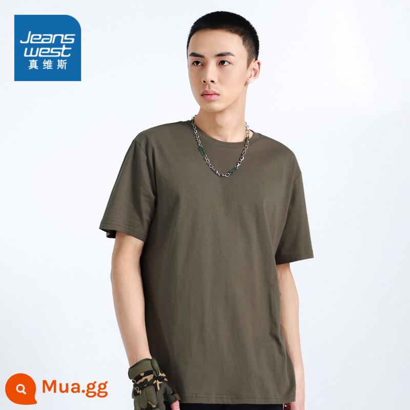 JW Jeanswest nam bông T-shirt mùa xuân và mùa hè đơn giản đồng màu trẻ trung cổ tròn ngắn tay T-shirt học sinh cao cấp - Ngọc lam 2760