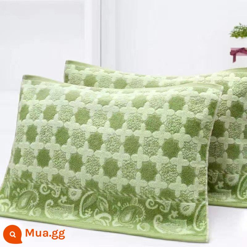 Cặp khăn gối 100% cotton terry, khăn gối kẻ sọc dày dặn dành cho người lớn bằng vải cotton nguyên chất, thấm hút mồ hôi, mềm mại và không rụng xơ vải vào mùa đông - Hoa chéo xanh [cặp] 50*73cm