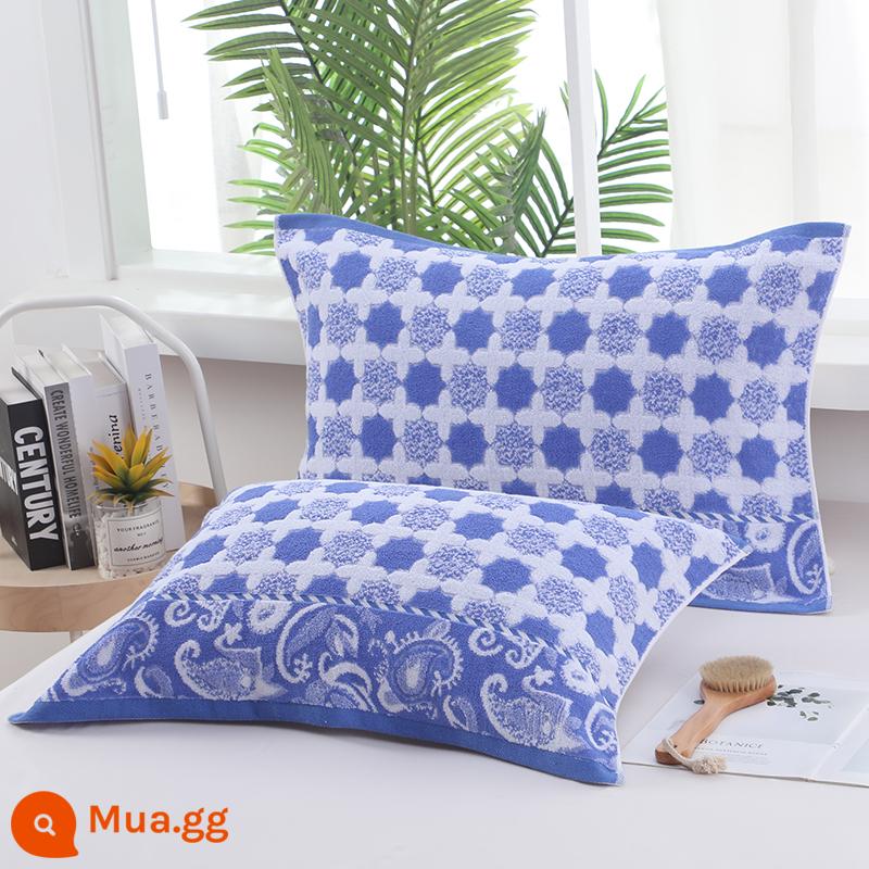 Cặp khăn gối 100% cotton terry, khăn gối kẻ sọc dày dặn dành cho người lớn bằng vải cotton nguyên chất, thấm hút mồ hôi, mềm mại và không rụng xơ vải vào mùa đông - Giỏ hoa chéo màu [cặp] 50*73cm