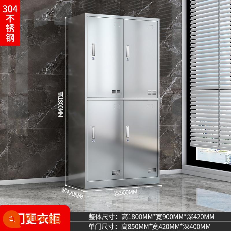 Tủ đựng đồ nhân viên inox 304 tủ giày xưởng không bụi tủ nhiều cửa Tủ quần áo treo 201 tủ sắt tủ bảo quản - Tủ đựng đồ 4 cửa 304