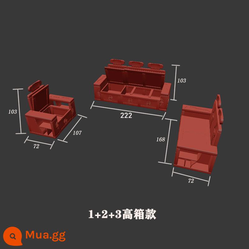 Ghế sofa gỗ hiện đại ngăn kéo ghế dài phòng khách phong cách Trung Quốc mới góc lưu trữ gỗ sồi đồ nội thất lưu trữ sử dụng kép mùa đông và mùa hè - 1+2+3 (hộp cao)