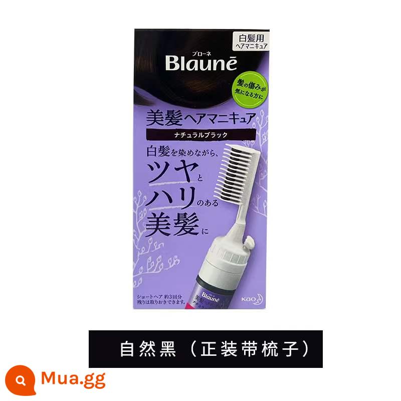 Thuốc nhuộm tóc trắng chiết xuất từ thực vật Kao Blaune Nhật Bản không hại tóc Lược đen không kích ứng bà bầu có sẵn - Trang phục trang trọng màu đen tự nhiên (bao gồm cả lược đặc biệt)