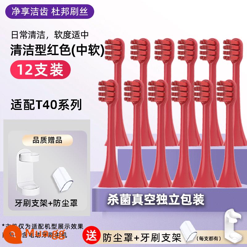 Chỉ thích hợp cho ROAMAN/Roman T40 bàn chải đánh răng điện đầu bàn chải đầu bàn chải đặc biệt đầu thay thế HT30 cẩn thận máy T40 - 12 miếng màu đỏ [Thích ứng với T40]