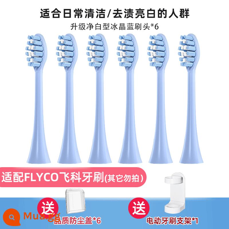 TEETIPS thích ứng với đầu bàn chải đánh răng điện Flyco TH01/FT7105/7108/7205 thay thế đa năng - Nâng cấp Pure White Ice Crystal Blue 6 gói