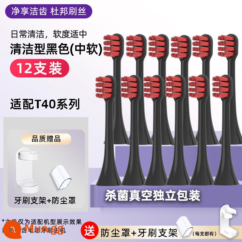 Chỉ thích hợp cho ROAMAN/Roman T40 bàn chải đánh răng điện đầu bàn chải đầu bàn chải đặc biệt đầu thay thế HT30 cẩn thận máy T40 - Đen 12 miếng [Thích ứng với T40]