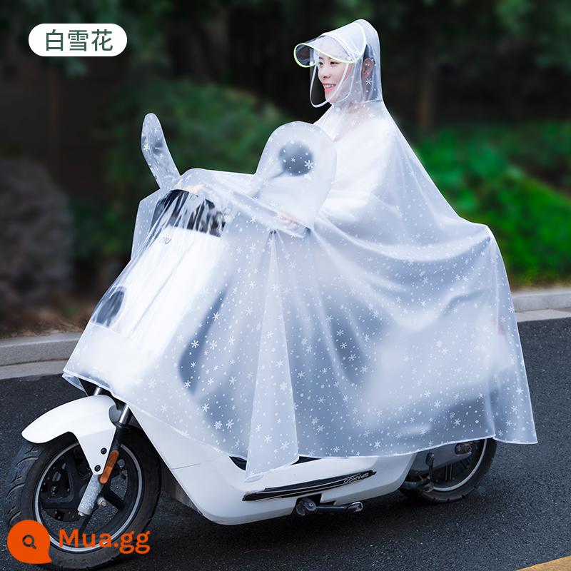 Áo mưa xe điện ắc quy ô tô nữ xe máy mới đặc biệt thân dài áo mưa chống bão poncho - Với vỏ gương-bông tuyết trắng