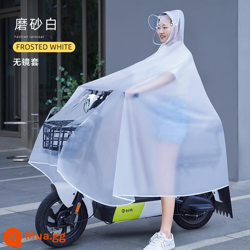 Áo mưa xe điện ắc quy ô tô nữ xe máy mới đặc biệt thân dài áo mưa chống bão poncho - Vỏ không gương - màu trắng mờ