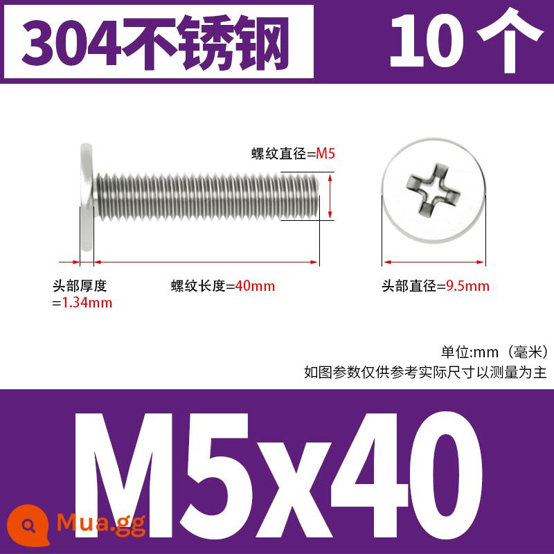 Vít đầu phẳng bằng thép không gỉ 304 CM đầu phẳng lớn vít đầu mỏng vít máy tính M2M3M4M5M6 - M5*40[10 miếng]