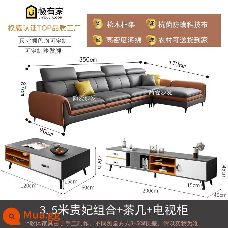 Rửa nano -Tech vải sofa sofa ánh sáng nordic sang trọng phòng khách hiện đại tối giản căn hộ nhỏ - Tổ hợp phi tần 3,5m + bàn cà phê + tủ tivi