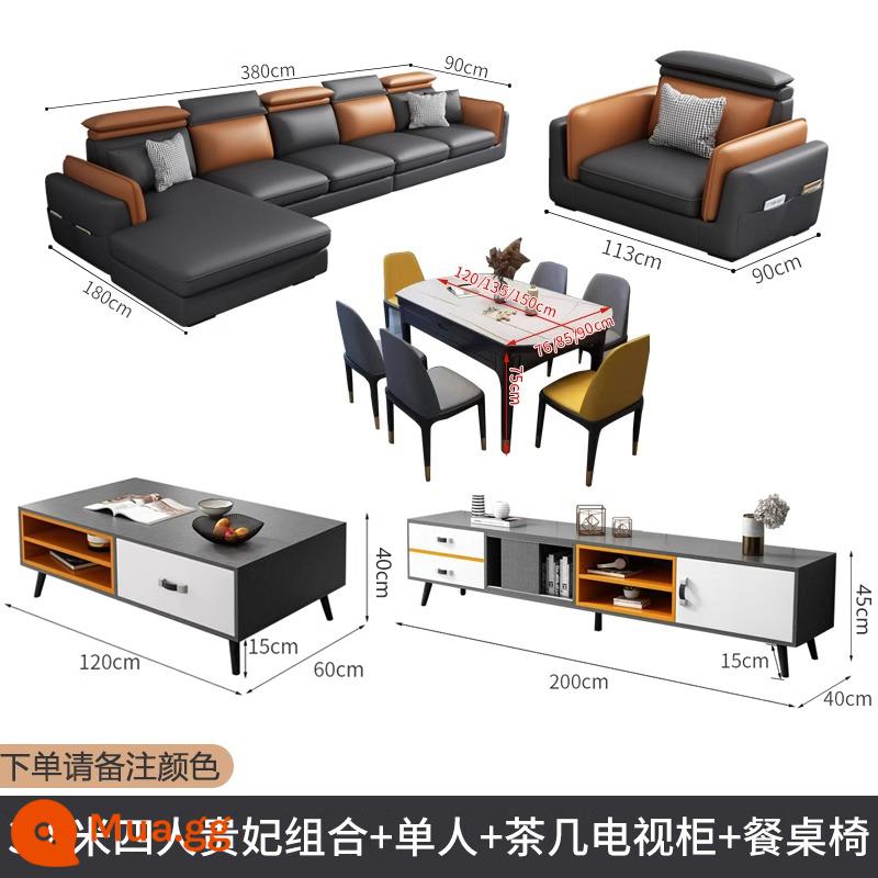 2022 công nghệ mới phổ biến sofa vải căn hộ nhỏ kết hợp hiện đại tối giản phòng khách cao su ánh sáng nội thất sang trọng - 3,8 mét bốn người + phi tần + người độc thân + bàn cà phê Tủ TV + bàn ăn