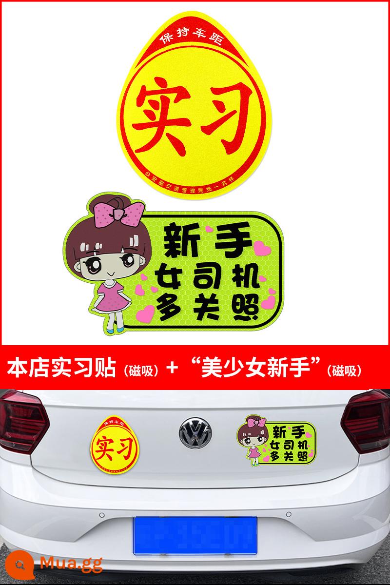 Thực tập Nhãn dán từ tính LOGO LOGO Magnet Novice Car Sticker Nữ Trình điều khiển sáng tạo Thời kỳ Tương phản ô tô Tương phản ô tô - Miếng dán thực tập từ tính + nam châm ["Nơ Nữ Lái Xe"] chống thấm nước và chống nắng, bắt mắt hơn