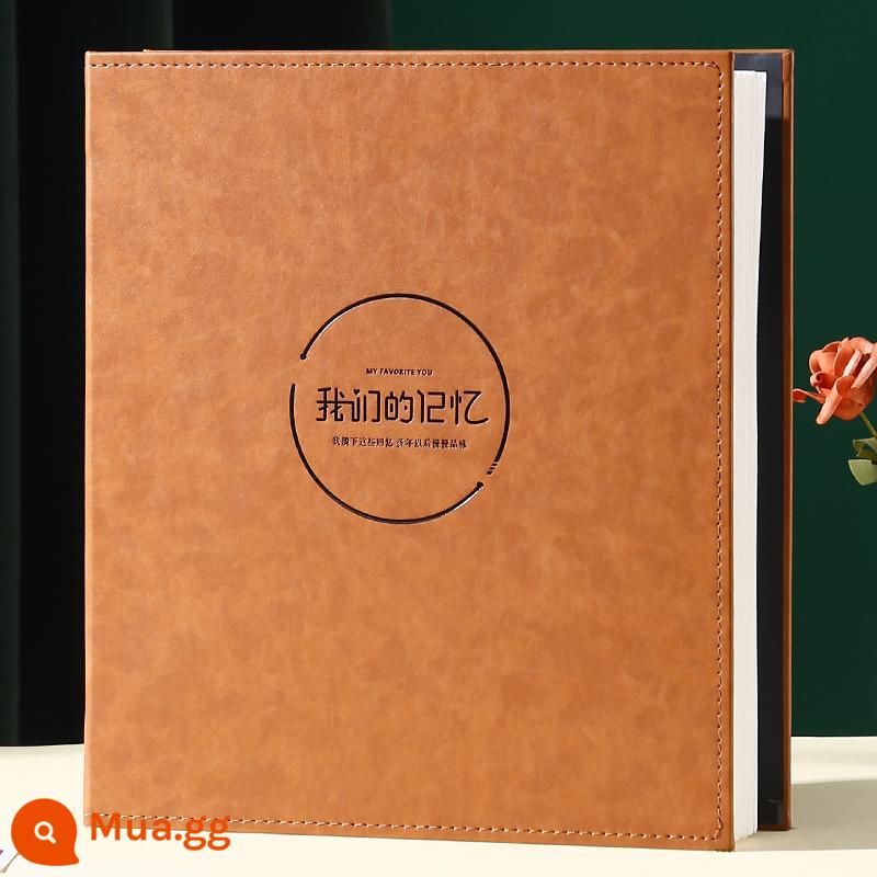 6 inch 1000 mảnh sách ảnh cặp đôi dung lượng lớn album ảnh gia đình album xen kẽ ảnh bìa da 5 inch - Vỏ não màu vàng ký ức của chúng ta