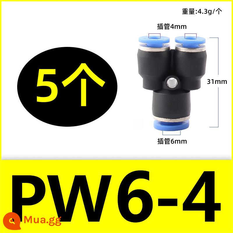 Đầu nối nhanh bằng khí nén PU thẳng qua PG PEG PW đường kính thay đổi PE PY ba chiều xả hơi cắm nhanh 4 6 8 10-8mm - PW6-4(5)