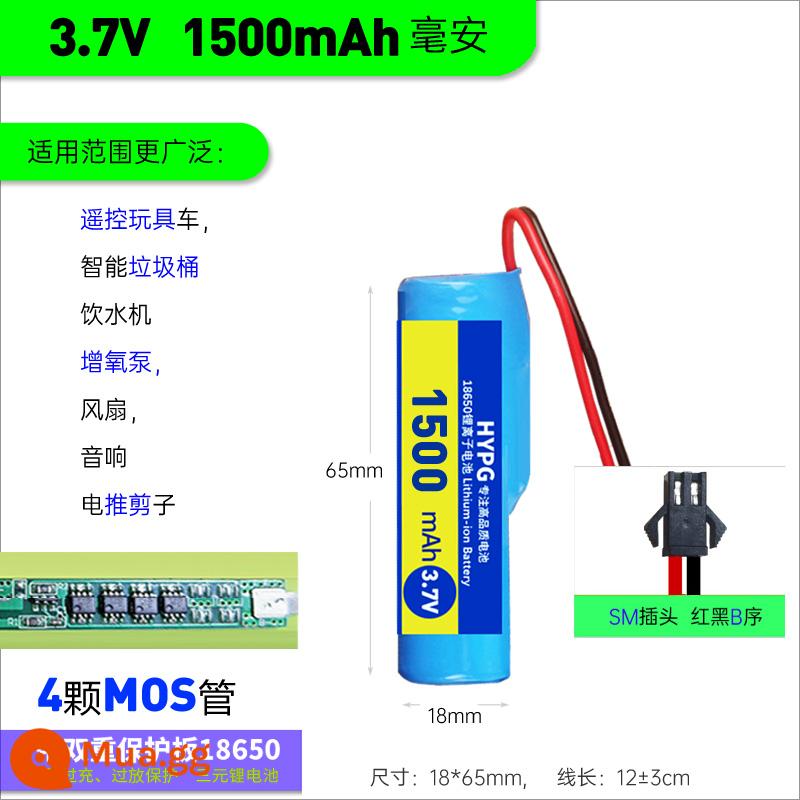 18650 Pin Lithium DIY Phụ Kiện Lắp Ráp 3.7V Với Đôi Ban Bảo Vệ Tích Hợp Âm Thanh Có Dây Oxy Bơm Pin - 3.7v[1500mAh] Đầu SM B dãy B đỏ đen dãy B