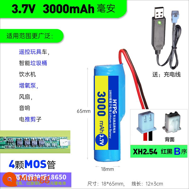 18650 Pin Lithium DIY Phụ Kiện Lắp Ráp 3.7V Với Đôi Ban Bảo Vệ Tích Hợp Âm Thanh Có Dây Oxy Bơm Pin - 3.7V[3000mAh]xh2.54 B dãy + cáp sạc