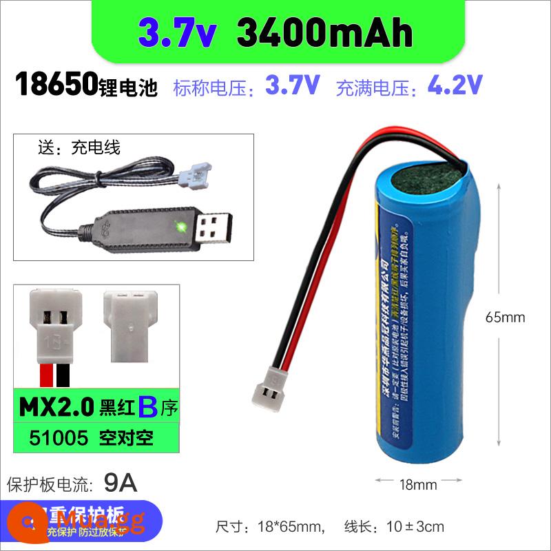 18650 Pin Lithium DIY Phụ Kiện Lắp Ráp 3.7V Với Đôi Ban Bảo Vệ Tích Hợp Âm Thanh Có Dây Oxy Bơm Pin - 3.7v[3400mAh] Cáp sạc Air-to-Air 51005+ Đỏ Đen B Đặt hàng