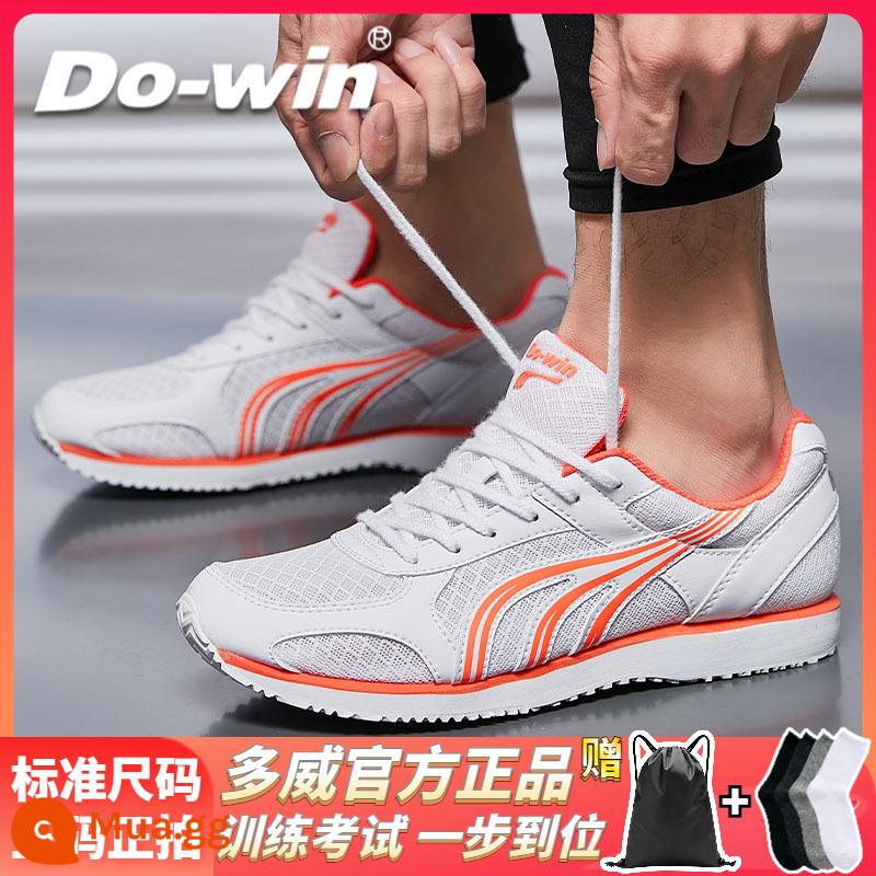 Duwei Running Shoes Giày chạy giày Khăn giày thể thao, đường đua và lĩnh vực, giày thể thao đặc biệt Giày thử nghiệm thô nam và nữ 3609 - Trắng và đỏ [giảm xóc EVA lưới nhẹ] đi kèm ba lô thể thao + tất