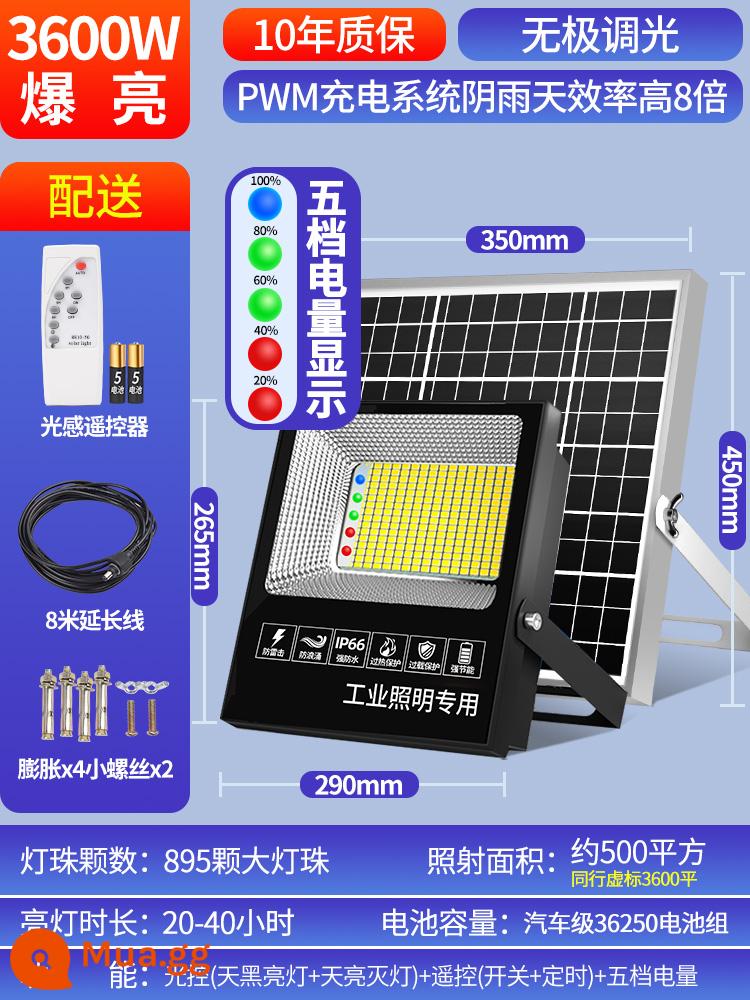 Đèn năng lượng mặt trời ngoài trời chiếu sáng sân nông thôn đèn led trong nhà chống thấm nước công suất cao 12v đèn sân siêu sáng - [Hạt đèn phòng khách Nano] 3600W [2400 mét vuông]★Năm mức công suất + điều khiển từ xa