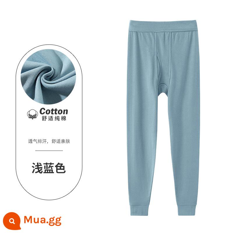 Quần vệ sinh nam mặc bên trong bằng cotton nguyên chất học sinh trung học cơ sở và trung học phổ thông mùa thu đông mỏng mỏng thanh niên quần giữ nhiệt bên trong đáy quần vệ sinh - [Màu trơn cổ điển] Xanh nhạt