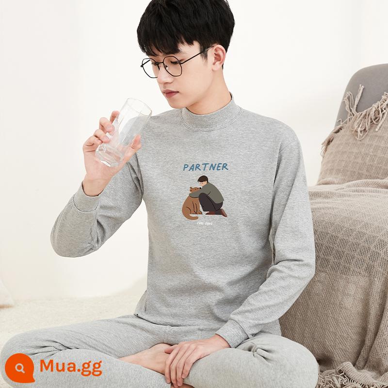 Bộ đồ lót cotton nguyên chất dành cho nam thanh niên Quần áo mùa thu cotton quần vệ sinh học sinh trung học cơ sở và trung học phổ thông ấm áp áo len bông lớn cho trẻ em mùa đông - Trung Lăng 8751