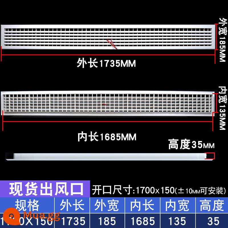 Điều hòa không khí trung tâm cửa gió lưới tản nhiệt gió tươi thông gió tùy chỉnh cửa gió vào và cửa gió hồi sưởi ống xả mui xe cửa hút gió - Cửa thoát khí 1700x150 cánh hai lớp có thể điều chỉnh