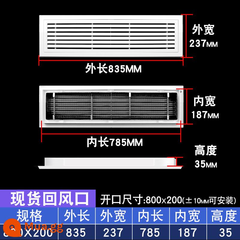 Điều hòa không khí trung tâm cửa gió lưới tản nhiệt gió tươi thông gió tùy chỉnh cửa gió vào và cửa gió hồi sưởi ống xả mui xe cửa hút gió - Cửa gió hồi 800x200 đi kèm bộ lọc/có thể mở được