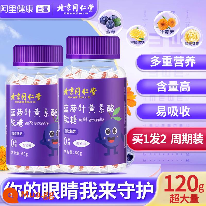 Tongrentang Blueberry Lutein Gummies cho trẻ em và người lớn, người trung niên và người cao tuổi cận thị được cấp bằng sáng chế Bảo vệ mắt chính thức Cửa hàng hàng đầu đích thực - [Mua 1 shot 2] Tóc thật 2 chai - gói định kỳ