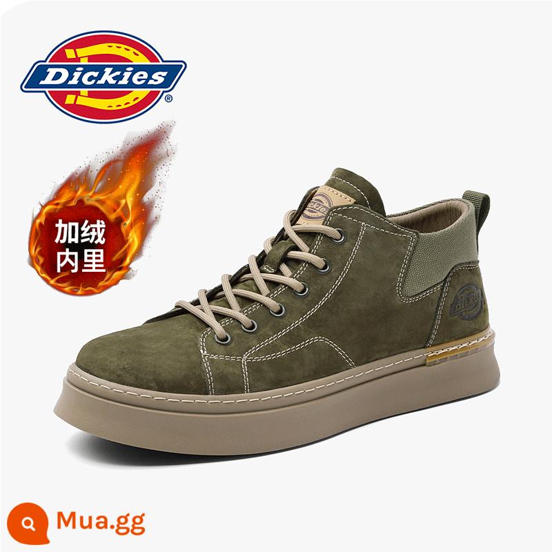 Giày cao cấp Dickies mùa đông cộng với nhung nam giày ban giày cotton giày bốt Martin giày bốt nam bốt ống giữa nam - Xanh quân đội [cộng với nhung]