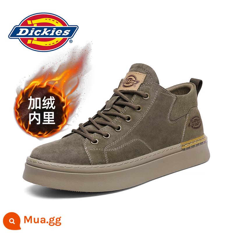 Giày cao cấp Dickies mùa đông cộng với nhung nam giày ban giày cotton giày bốt Martin giày bốt nam bốt ống giữa nam - Lạc đà [cộng với nhung]