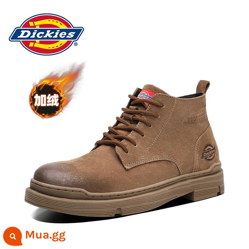 Giày bốt nam Dickies Martin giày cotton mùa đông giày tuyết nam giày da dụng cụ giày bốt nam giữa ống bốt - sang trọng màu nâu