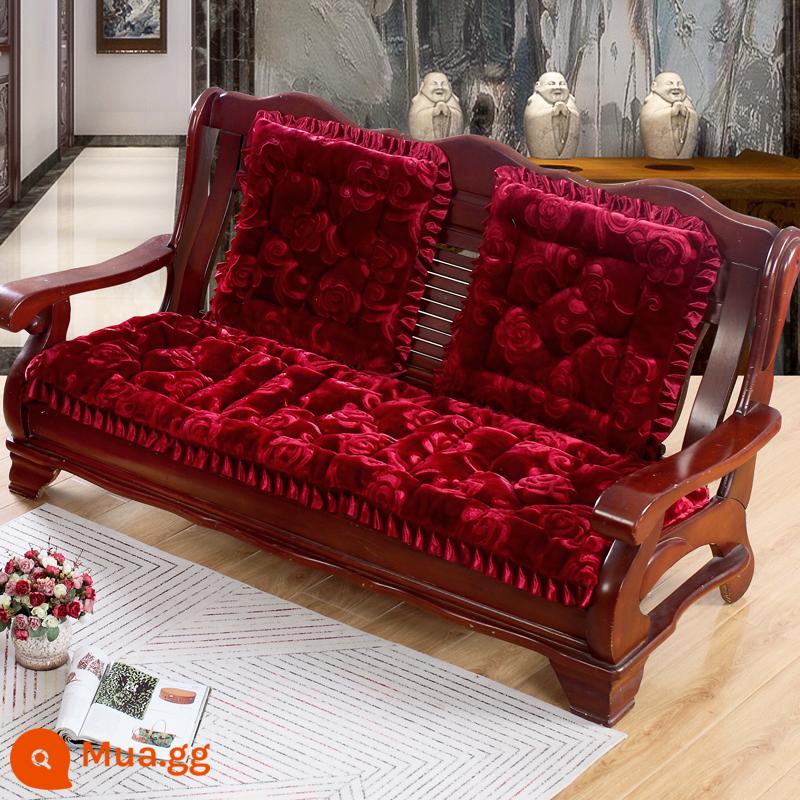 miễn phí vận chuyển mùa thu và mùa đông dày gỗ gụ sofa gỗ đệm sang trọng đệm đệm ghế sofa gỗ kết hợp chống trượt - Rượu hoa dâm bụt đỏ nở rượu vang đỏ