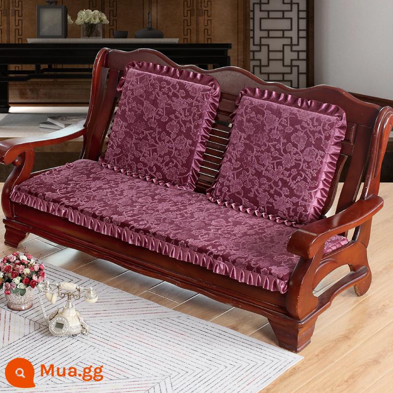 miễn phí vận chuyển mùa thu và mùa đông dày gỗ gụ sofa gỗ đệm sang trọng đệm đệm ghế sofa gỗ kết hợp chống trượt - Bột đậu nhung pha lê 3D màu đỏ dưa hấu