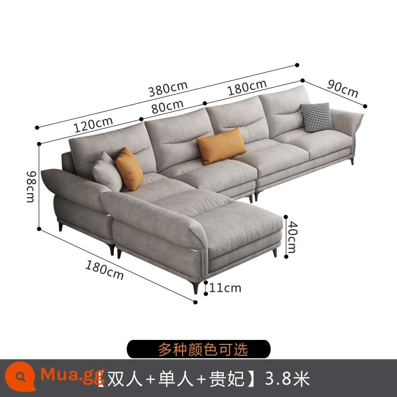 Sofa vải công nghệ vải Phong cách Ý tối giản phòng khách lưng cao căn hộ nhỏ hàng thẳng ba hoặc bốn người kem wabi-sabi - Đôi + đơn + phi tần 3,8 mét