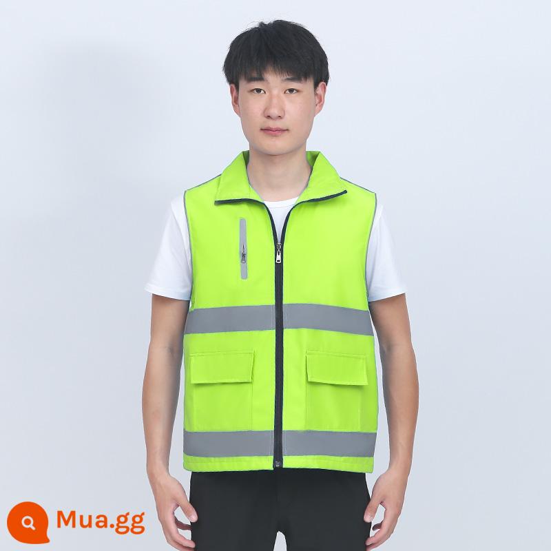 Áo phản quang áo vest quảng cáo an toàn giao thông hoạt động quản lý đường bộ áo liền quần đội tình nguyện kỹ thuật logo tùy chỉnh - màu xanh huỳnh quang