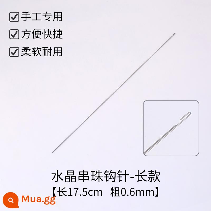 Đính cườm kim văn bản dụng cụ chơi tay chuỗi luồn dây hiện vật ngọc trai xâu chuỗi hạt dây dẫn handmade kim đặc biệt - Móc móc dài đính cườm pha lê/1 chiếc [0,6x175mm]