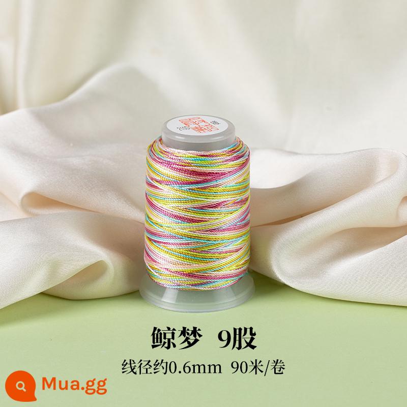 Bảy màu 3/6/9/12/15 phần nhuộm sợi tay dây handmade tự làm chất liệu dây bện sợi chỉ năm màu tay quanh co - Whale Dream 9 sợi, đường kính dây khoảng 0,6mm, 90 mét mỗi cuộn